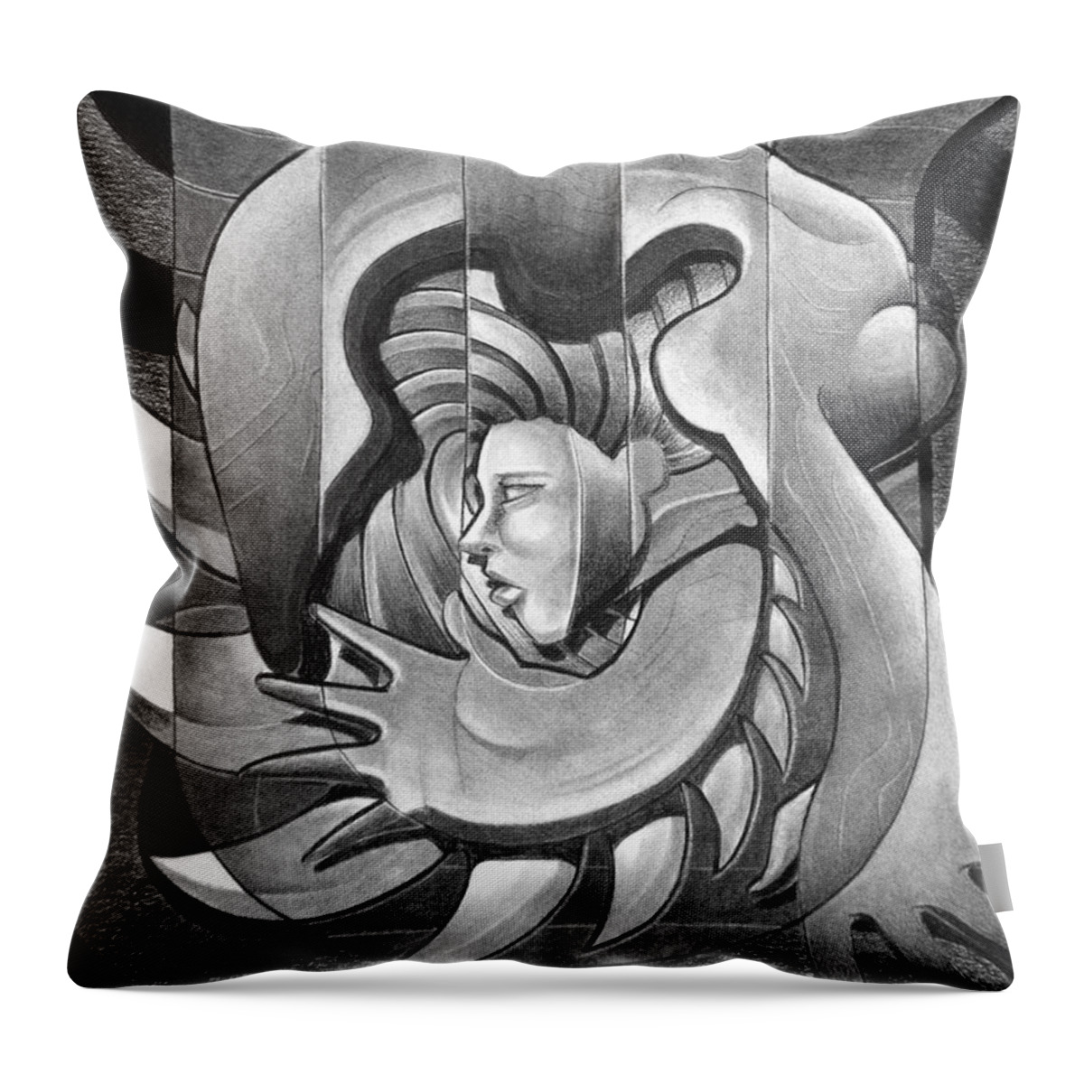 Art Throw Pillow featuring the drawing Trip by Myron Belfast
