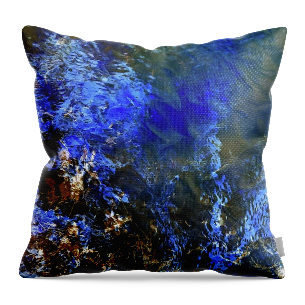 Landscape Throw Pillow featuring the mixed media Tropic Blue in the Depths by Sharon Williams Eng