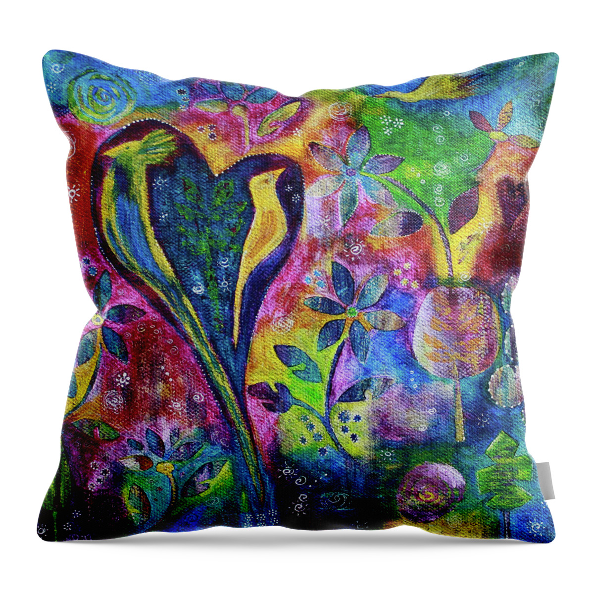 Birds Throw Pillow featuring the painting Tropica by Winona's Sunshyne