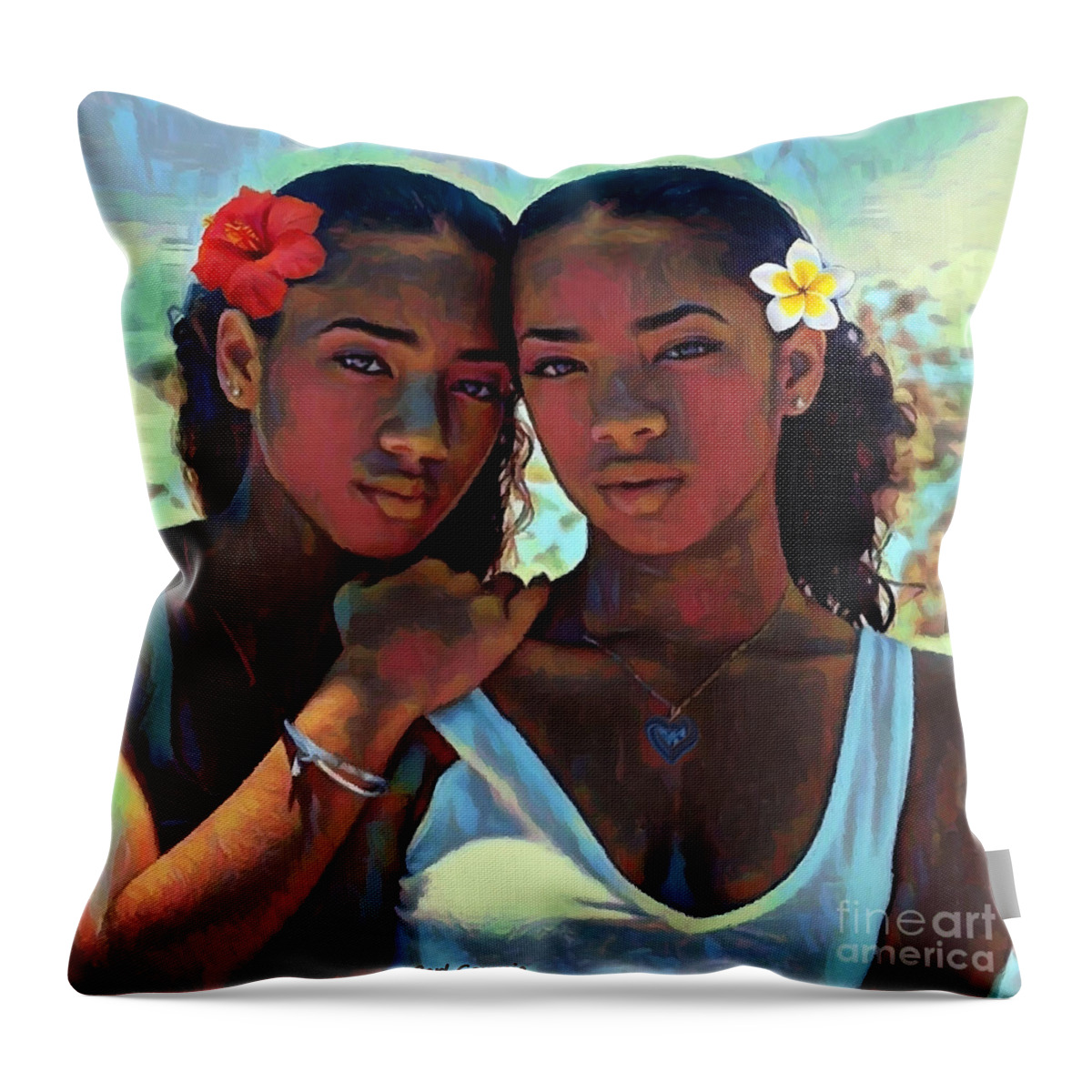 Tropical Beauty Throw Pillow featuring the mixed media Tropical beauty by Carl Gouveia