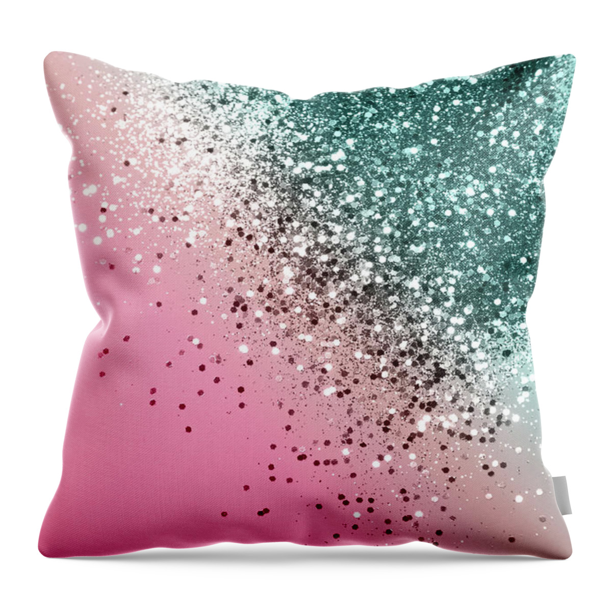 Color Throw Pillow featuring the mixed media Tropical Watermelon Glitter #3 Faux Glitter #decor #art by Anitas and Bellas Art