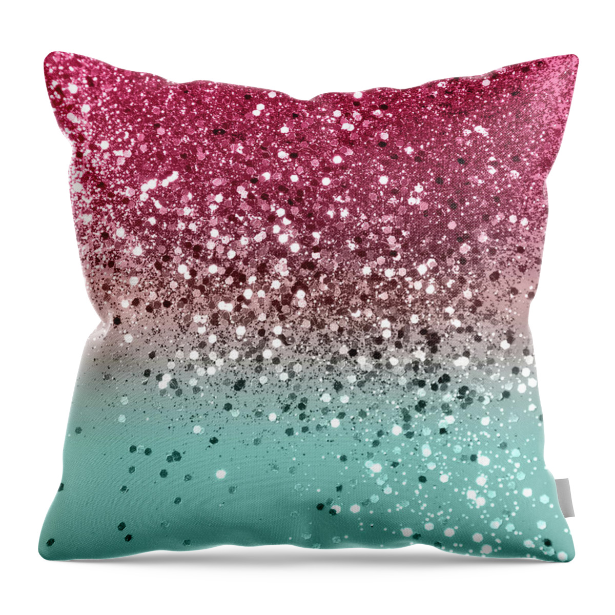 Faux-glitter Throw Pillow featuring the mixed media Tropical Watermelon Glitter #4 Faux Glitter #decor #art by Anitas and Bellas Art