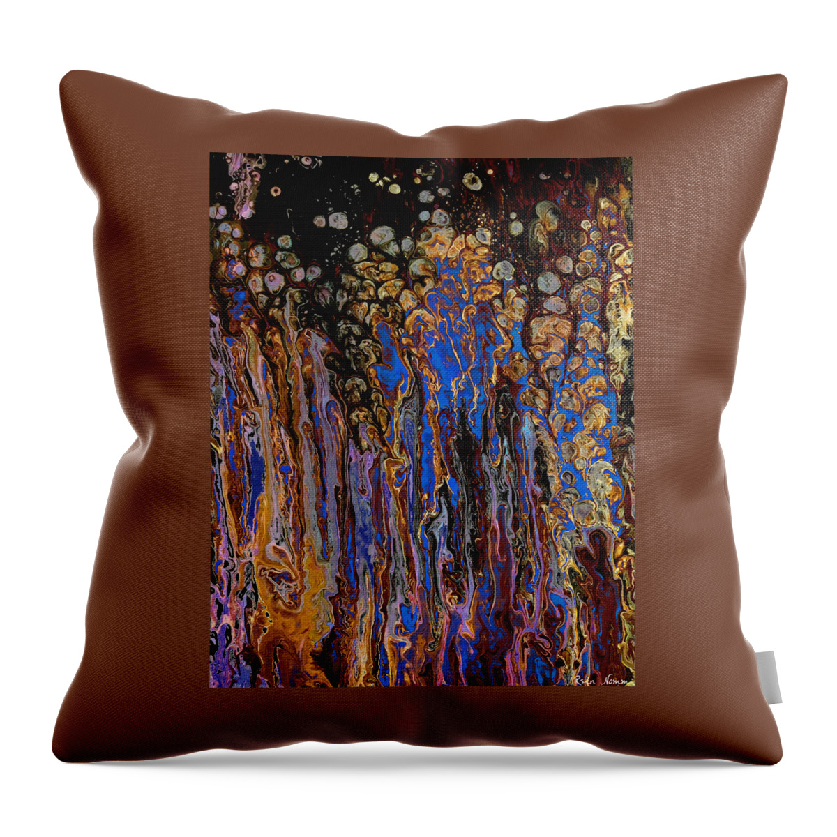  Throw Pillow featuring the painting Trouble Brewing by Rein Nomm