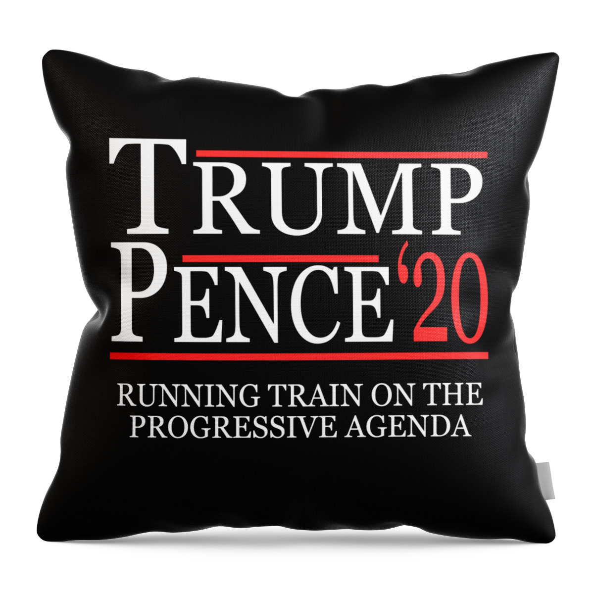 Republican Throw Pillow featuring the digital art Trump Pence 2020 Running Train on the Progressive Agenda by Flippin Sweet Gear