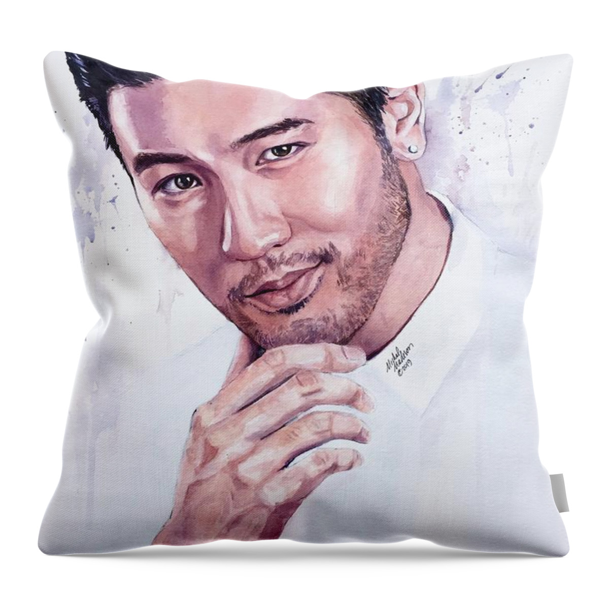 Godfrey Gao Throw Pillow featuring the painting Trust Yourself Godfrey Gao by Michal Madison