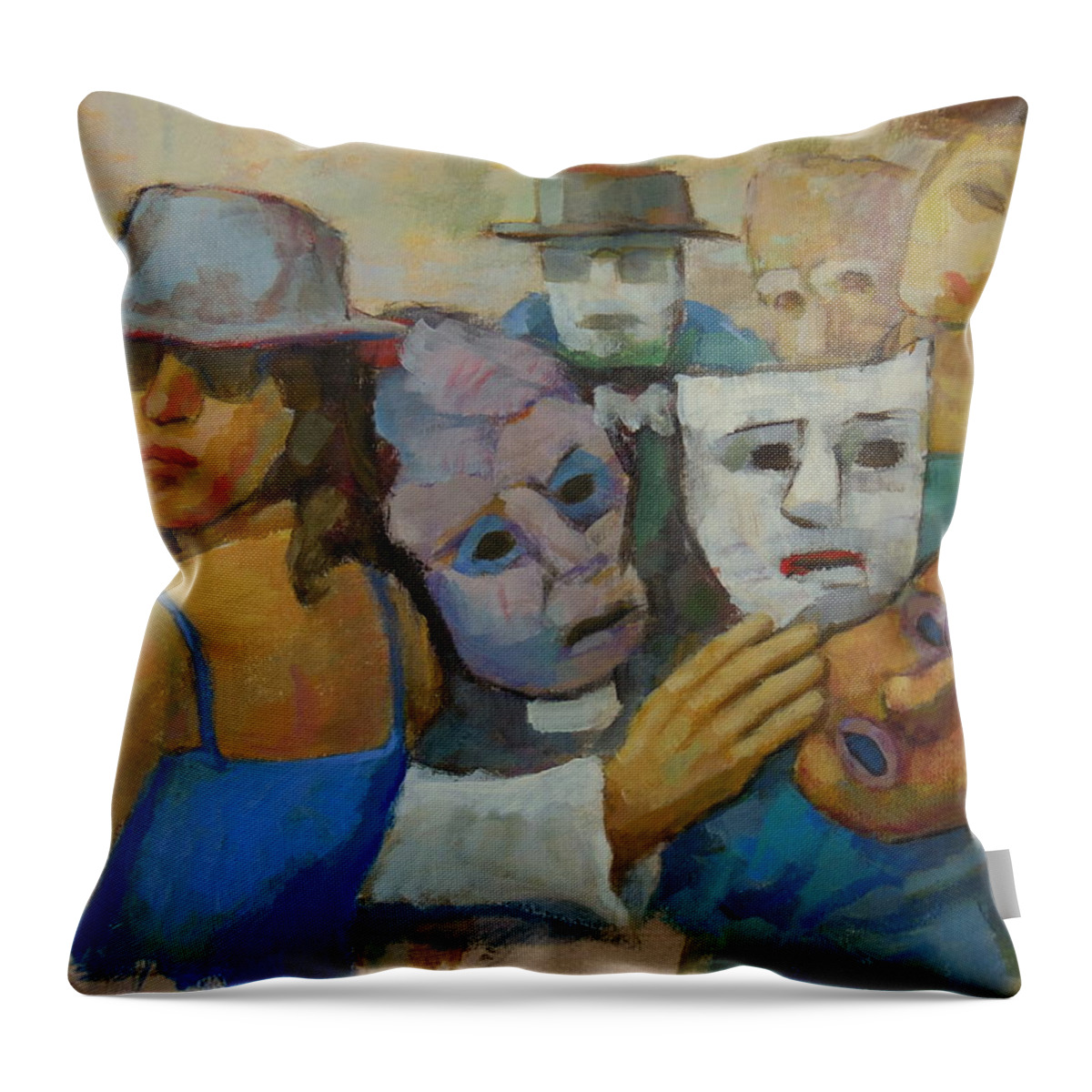 Artists Throw Pillow featuring the painting The acrobats not Picasso by Johannes Strieder