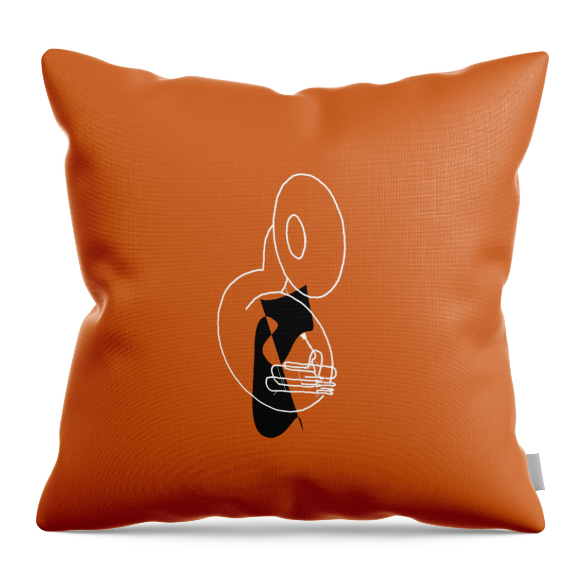 Tuba Lessons Throw Pillow featuring the digital art Tuba in Orange by David Bridburg