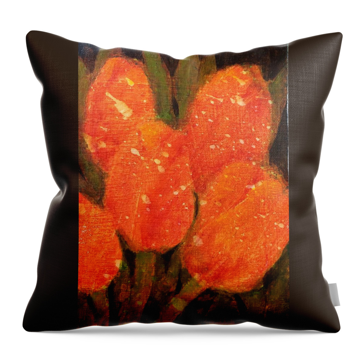 Home Throw Pillow featuring the painting Tulips #2 by Milly Tseng