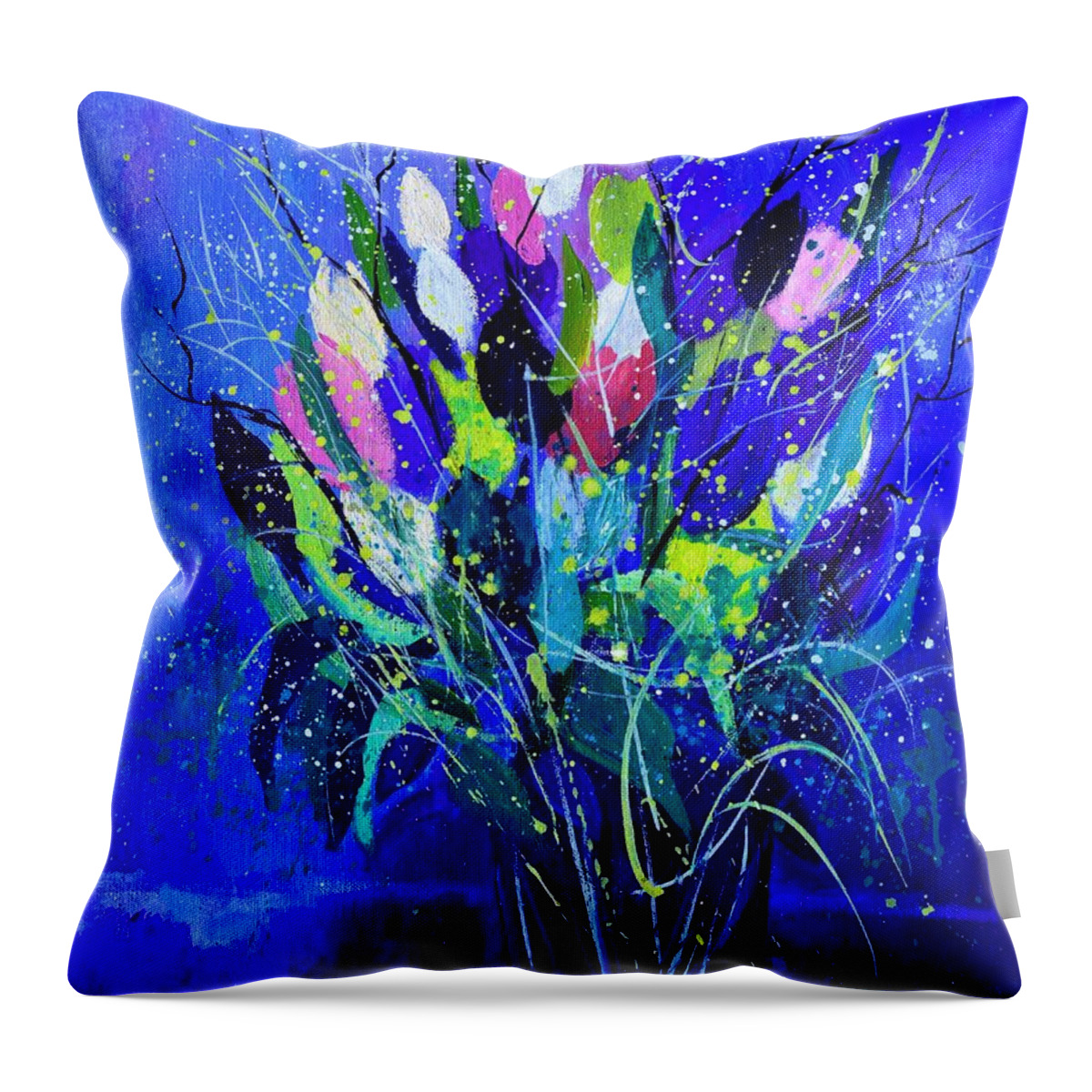 Flowers Throw Pillow featuring the painting Tulips by Pol Ledent