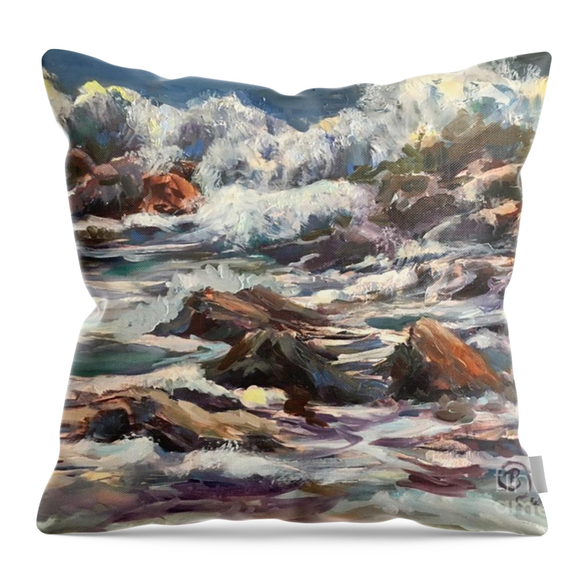 Waves Throw Pillow featuring the painting Tumultuous II by B Rossitto