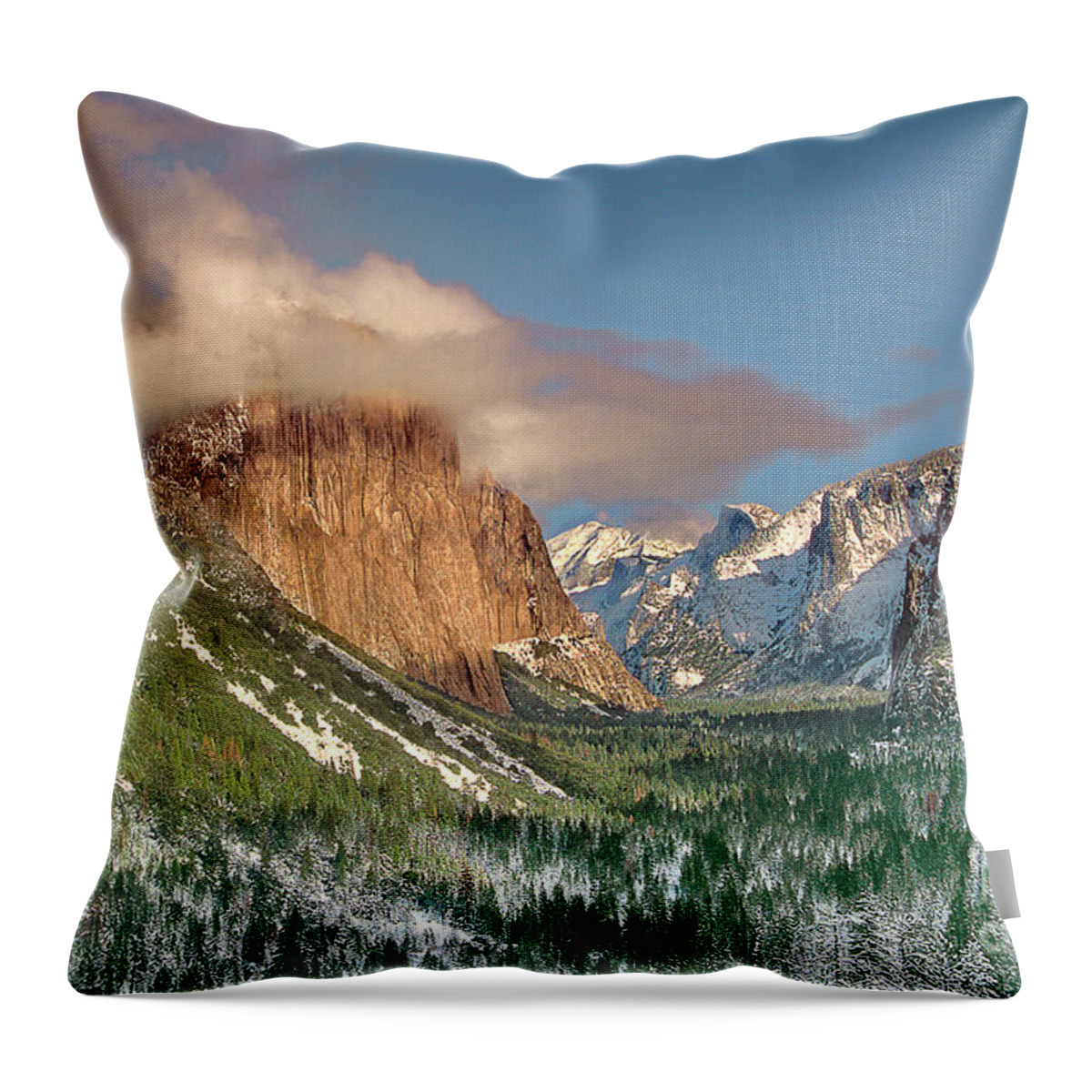 Dave Welling Throw Pillow featuring the photograph Tunnel View Winter Yosemite National Park by Dave Welling