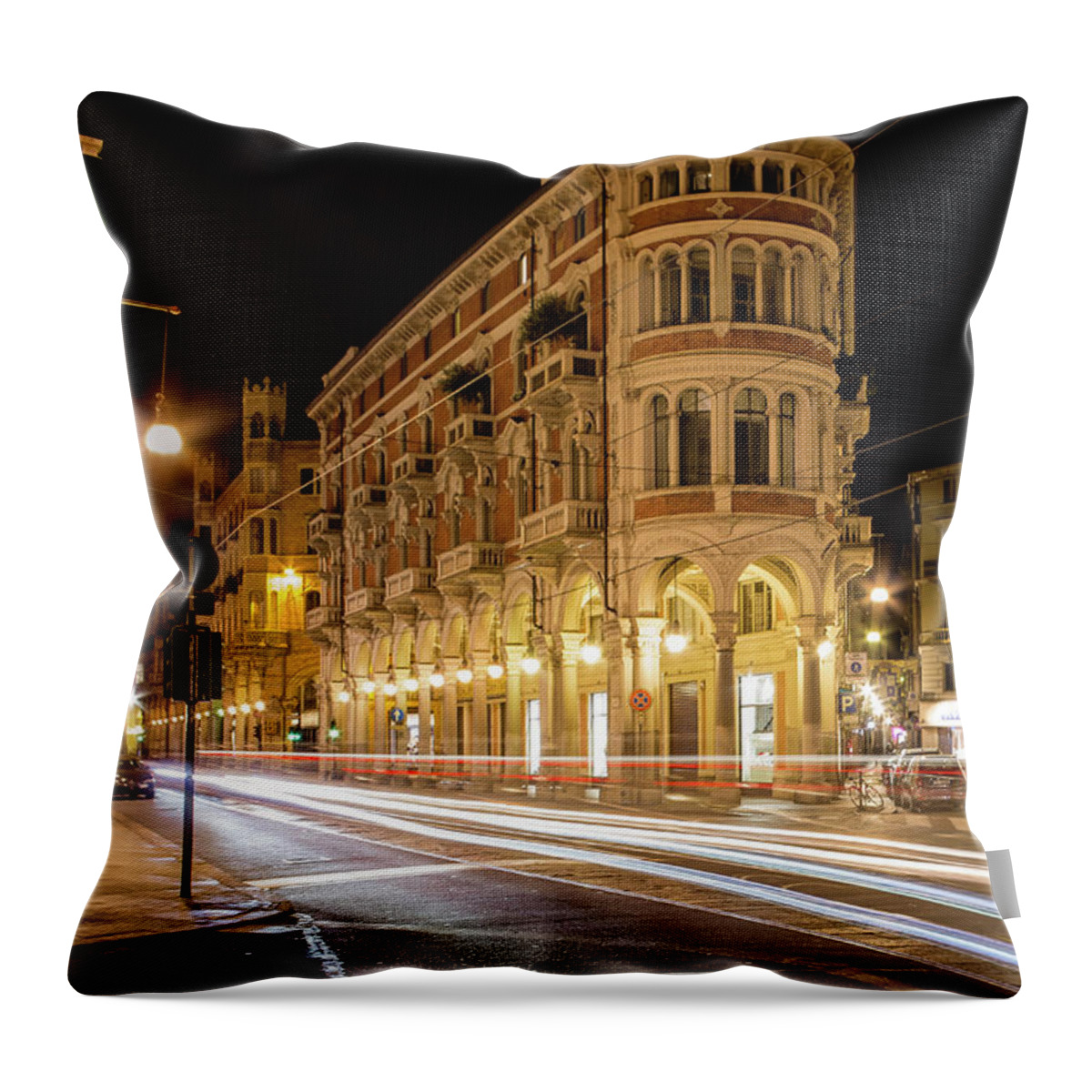 Italy Throw Pillow featuring the photograph Turin, Italy at night by Craig A Walker