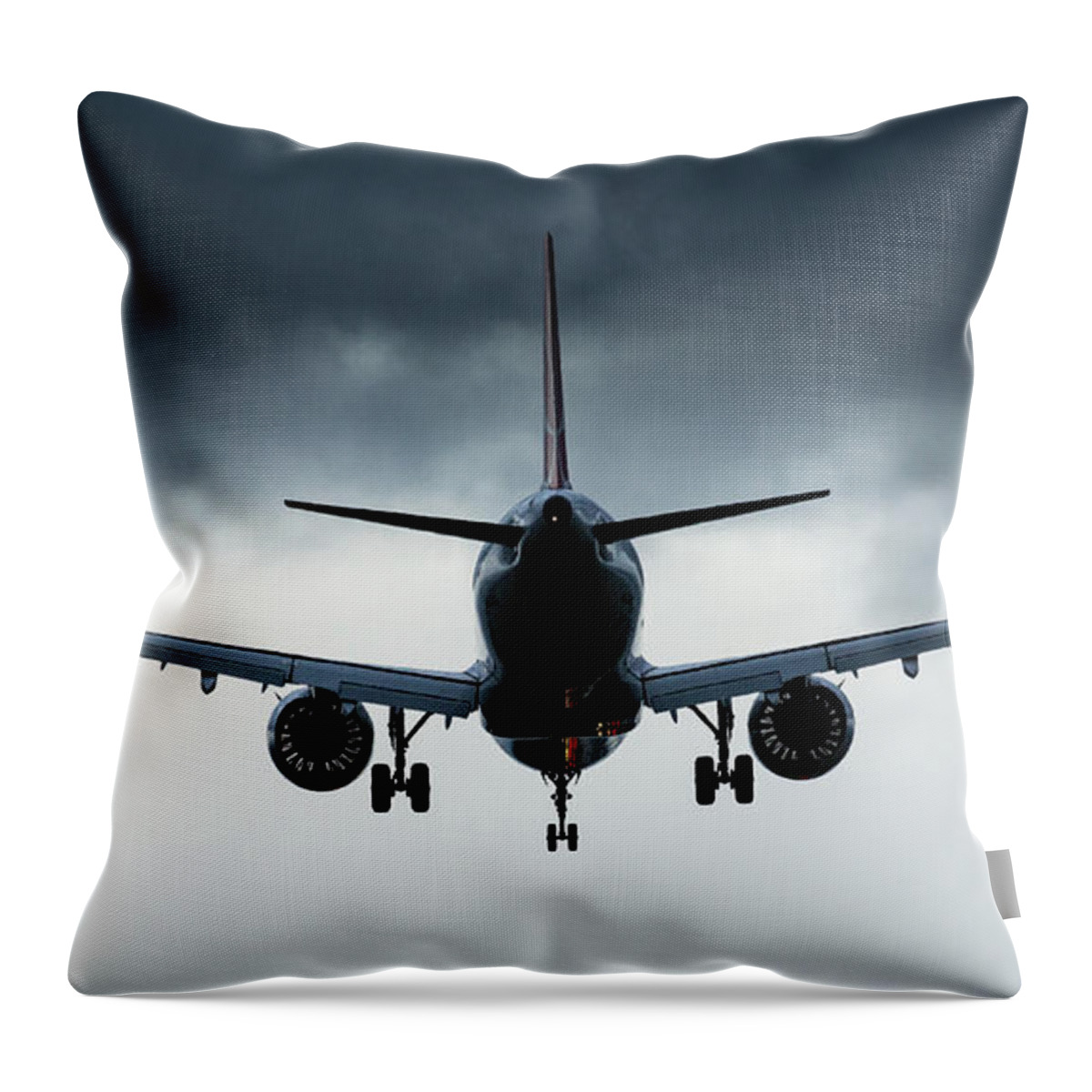 Turkish Airlines Throw Pillow featuring the photograph Turkish Airlines landing at Ljubljana Joze Pucnik Airport by Ian Middleton