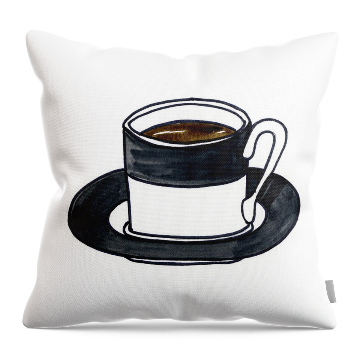 Turkish Coffee Two A Pen & Ink Watercolor Painting By Norma Appleton Throw Pillow featuring the painting Turkish Coffee Two by Norma Appleton