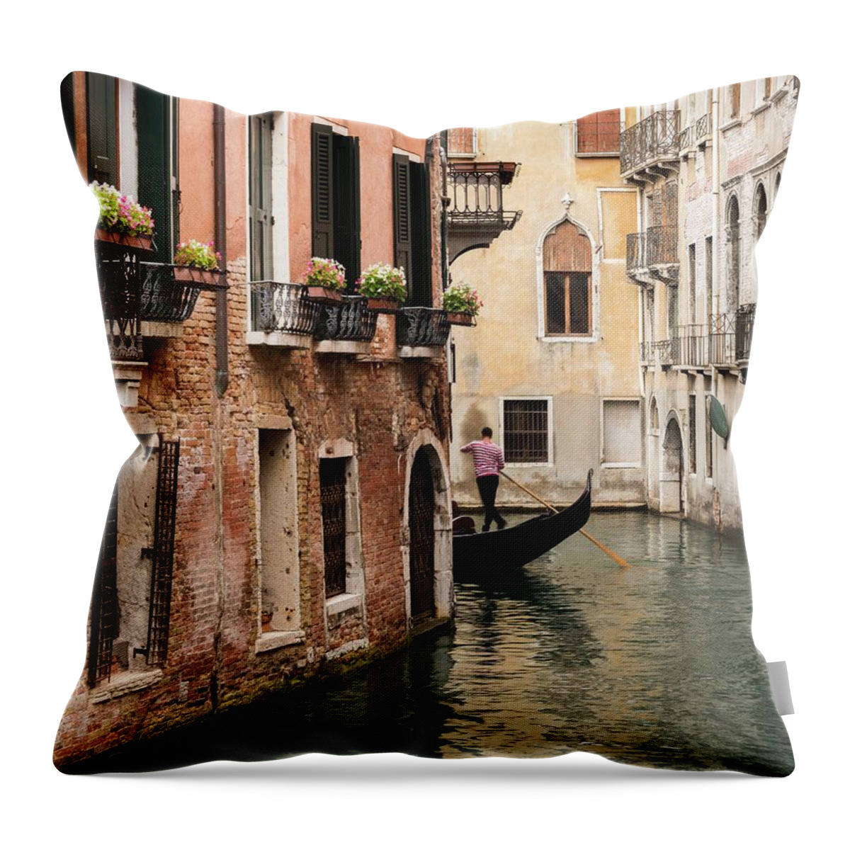 Architecture Throw Pillow featuring the photograph Turning The Corner, Venice, Italy by Sarah Howard