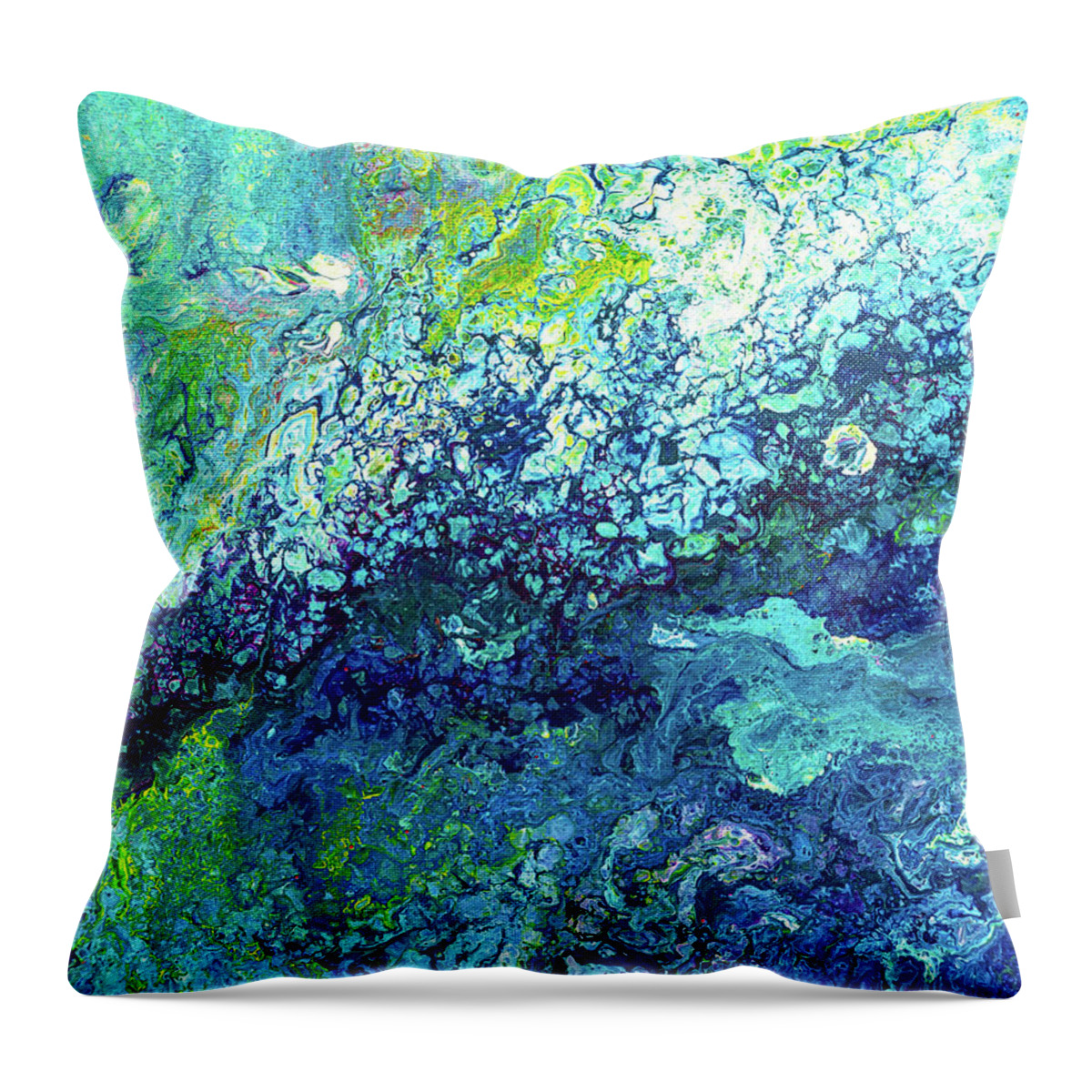 Turquoise Throw Pillow featuring the painting Turquoise Flow by Maria Meester