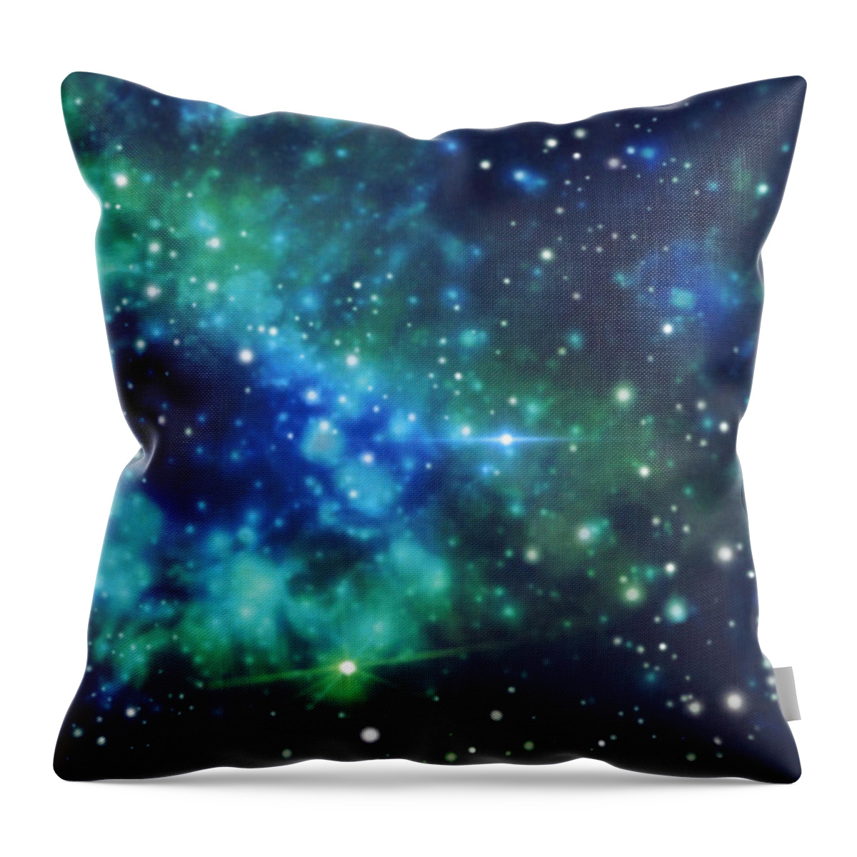Galaxy Throw Pillow featuring the digital art Turquoise Nebula by Mary J Winters-Meyer