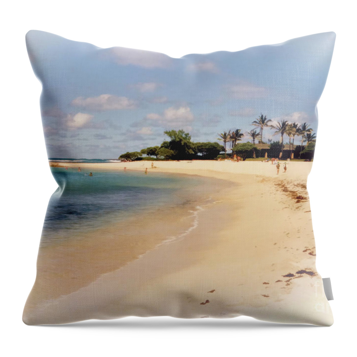 Photo Painting Throw Pillow featuring the photograph Turtle Bay, Oahu, Hawaii, U.S.A. by Elaine Teague
