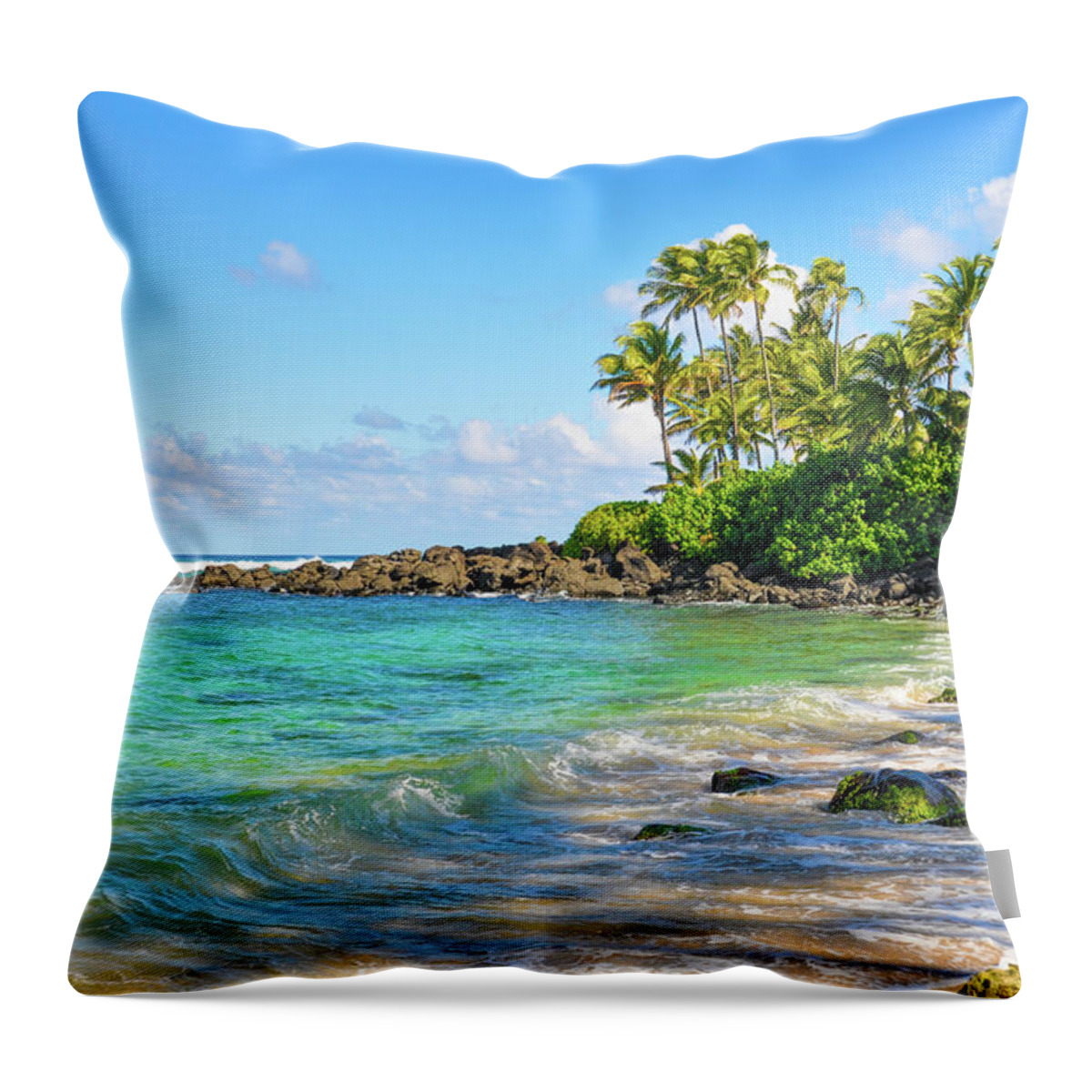 Turtle Beach Laniakea Beach Oahu Hawaii Throw Pillow featuring the photograph Turtle Beach by Kelly Wade