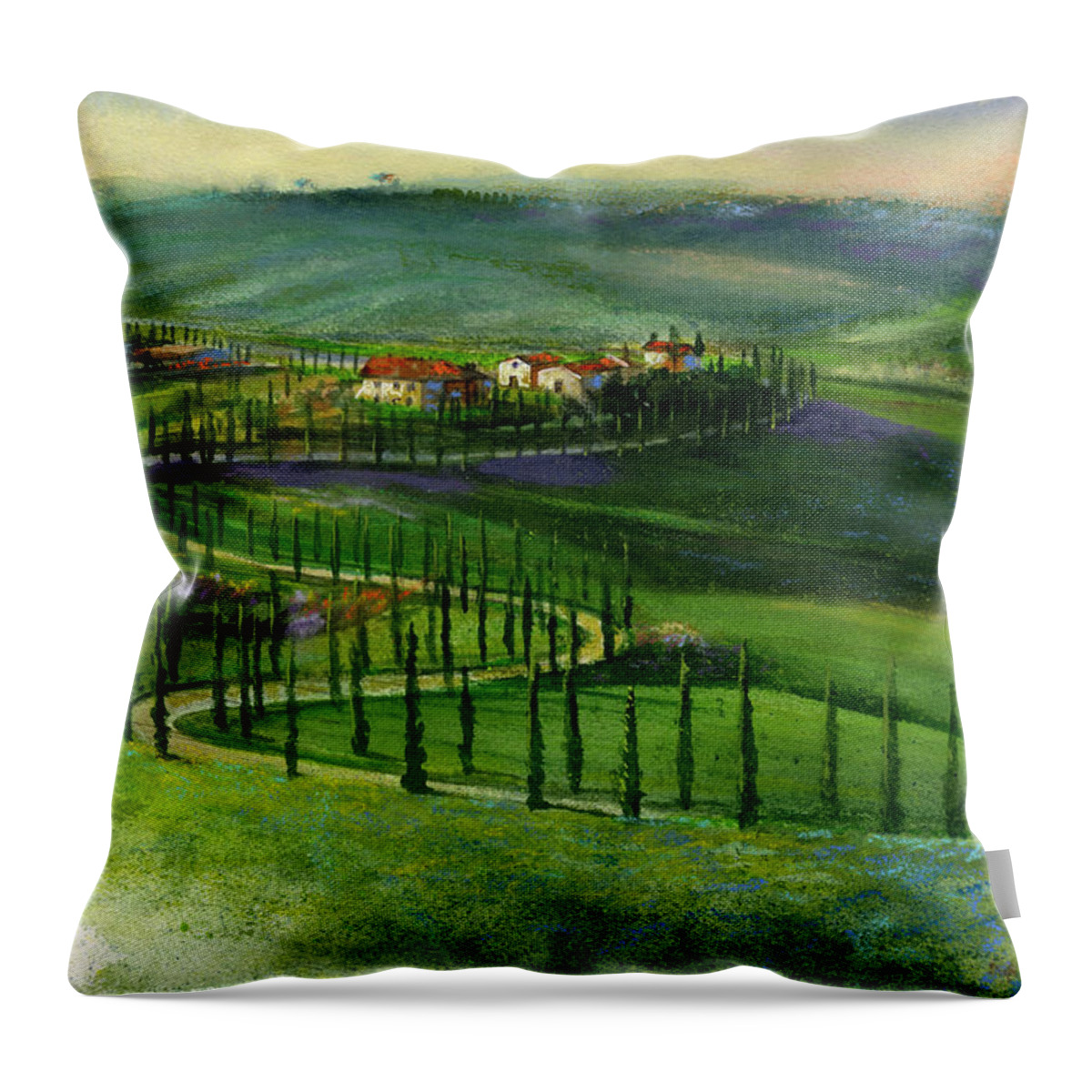 Landscape Throw Pillow featuring the painting Tuscan Countryside by Andrew King