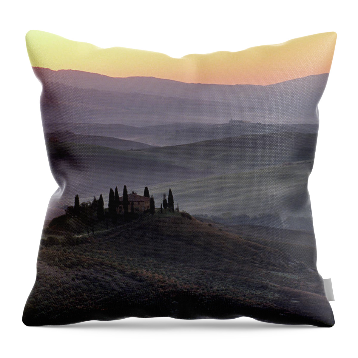 The Belvedere Throw Pillow featuring the photograph Tuscan Dawn, Italy by Sarah Howard