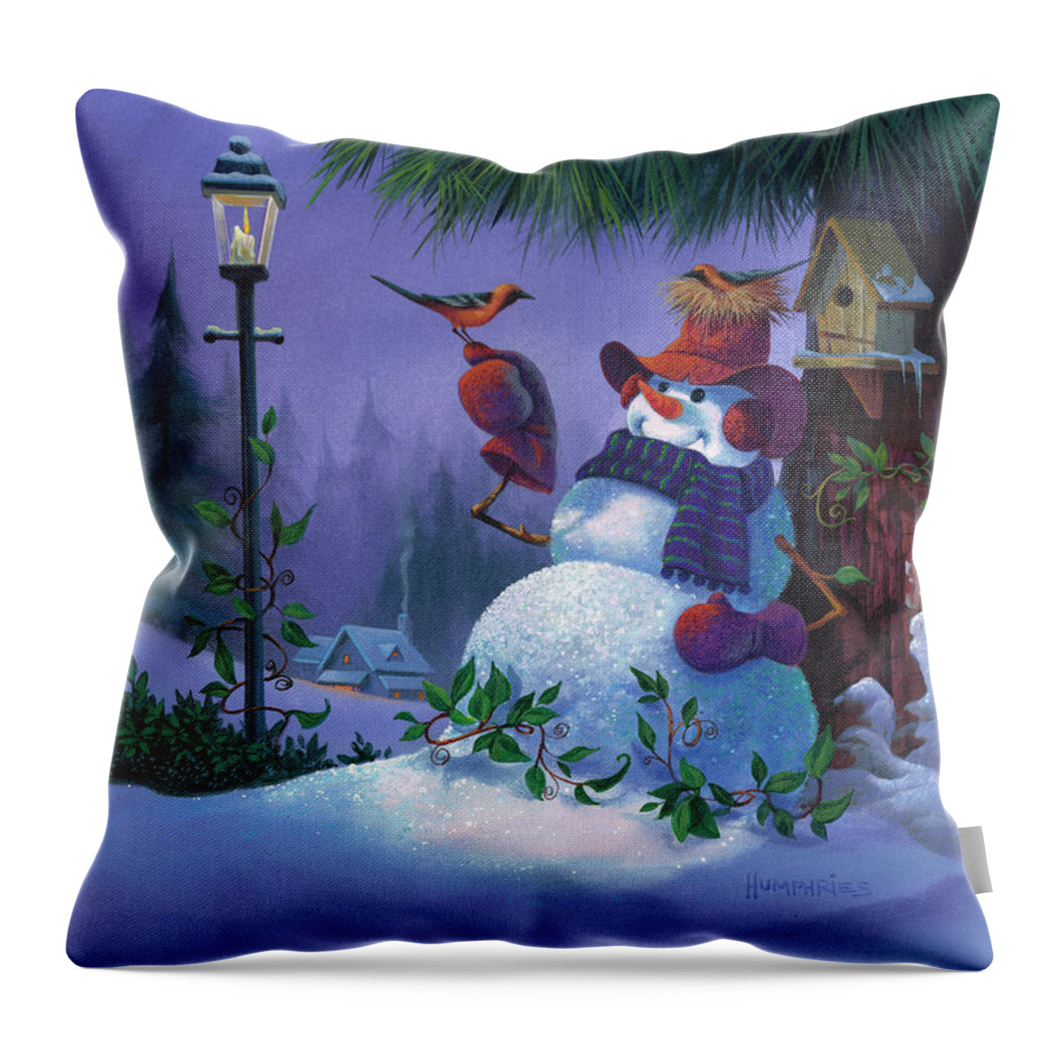 Michael Humphries Throw Pillow featuring the painting Tweet Dreams by Michael Humphries