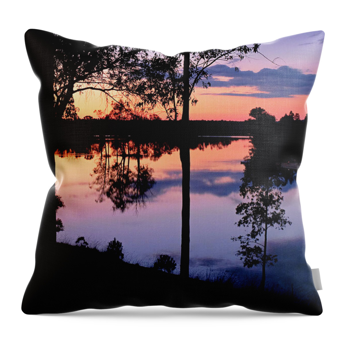 Twilight Throw Pillow featuring the photograph Twilight by the lake by Angelo DeVal