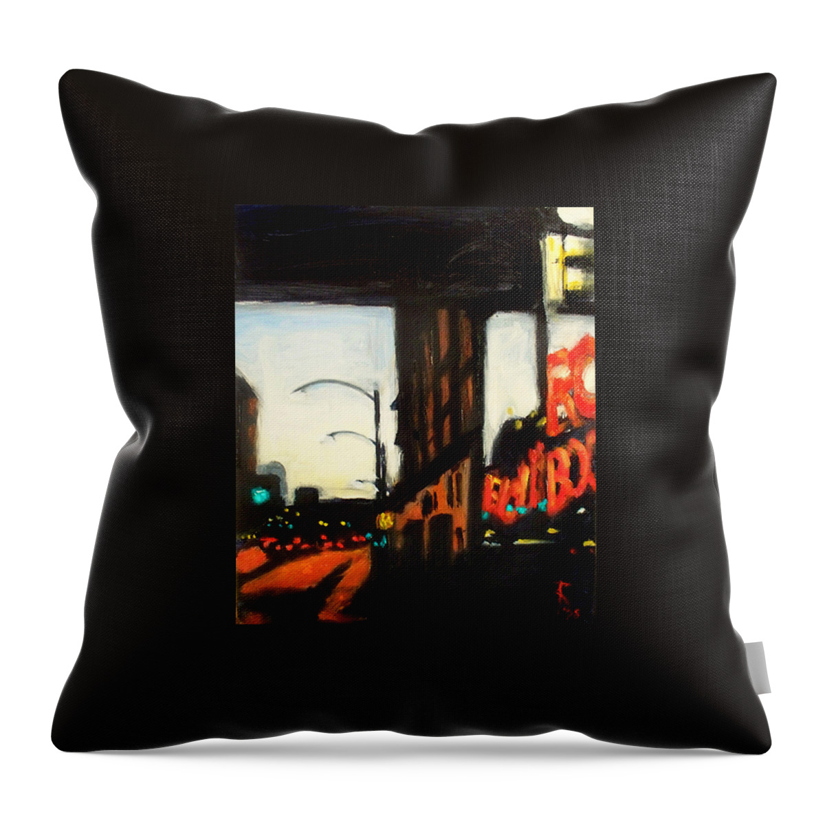 Rob Reeves Throw Pillow featuring the painting Twilight in Red and Black by Robert Reeves