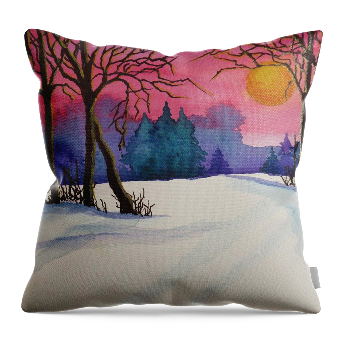Landscape Throw Pillow featuring the painting Twilight Rose by Dale Bernard