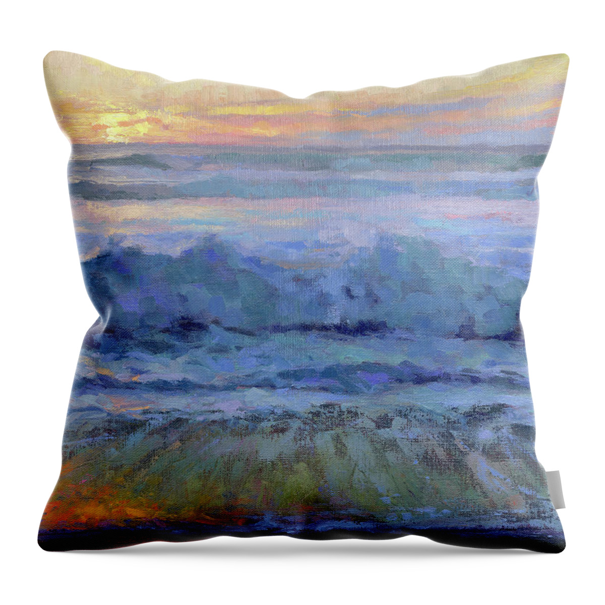 Ocean Throw Pillow featuring the painting Twilight Surf by Steve Henderson
