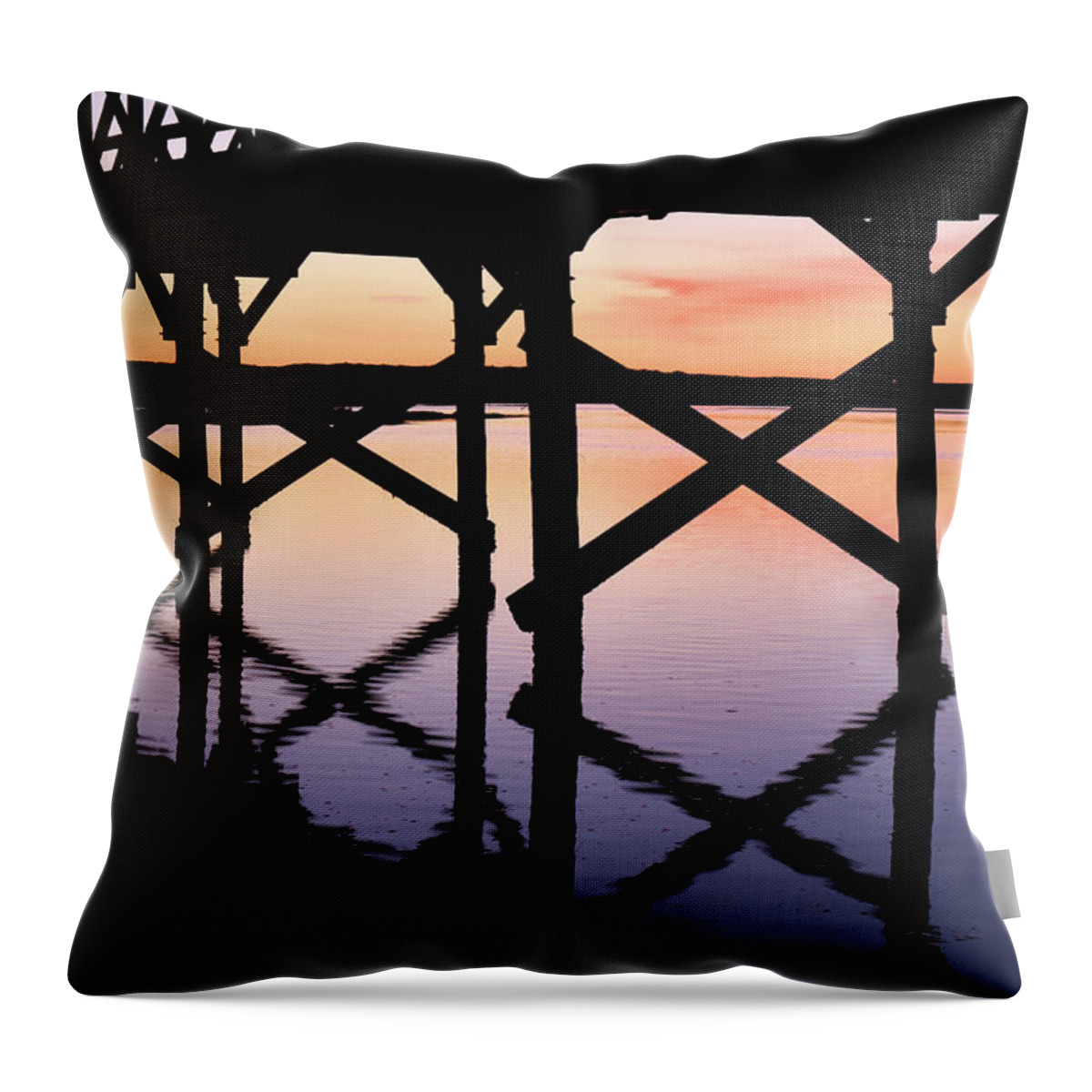 Quinta Do Lago Throw Pillow featuring the photograph Twilight wooden bridge - Quinta do Lago by Angelo DeVal
