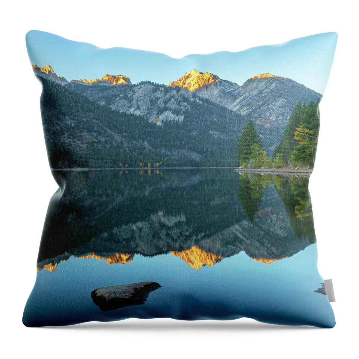 Trees Throw Pillow featuring the photograph Twin Lake Reflection 2 by Jonathan Nguyen