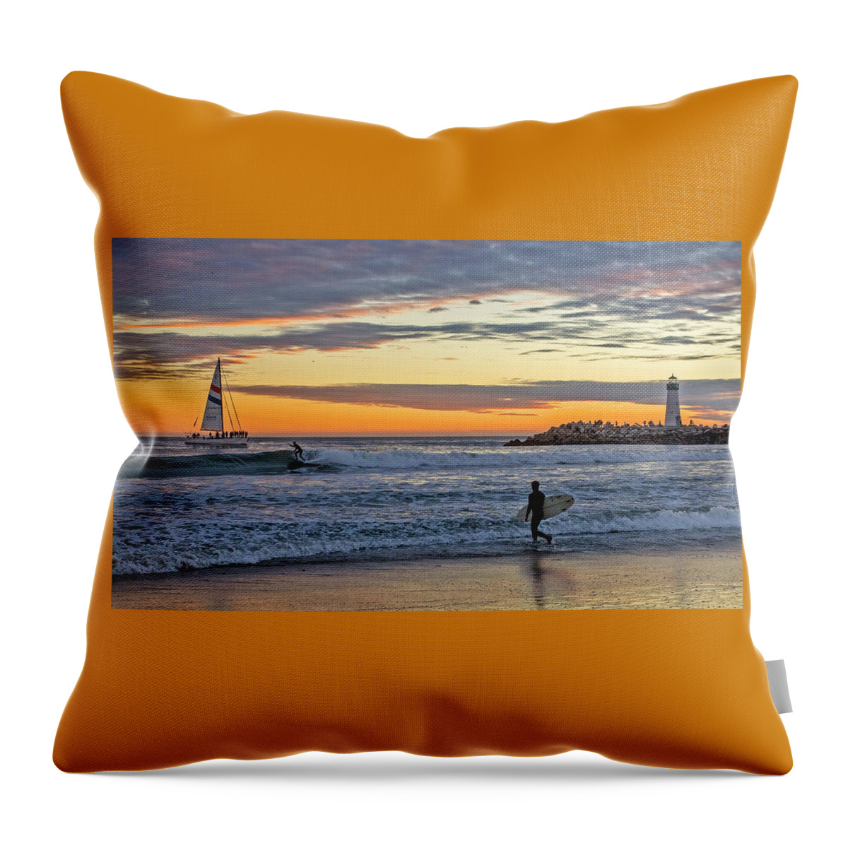 Walton Light House Throw Pillow featuring the photograph Twin Lakes Beach Sunset #1 by Carla Brennan