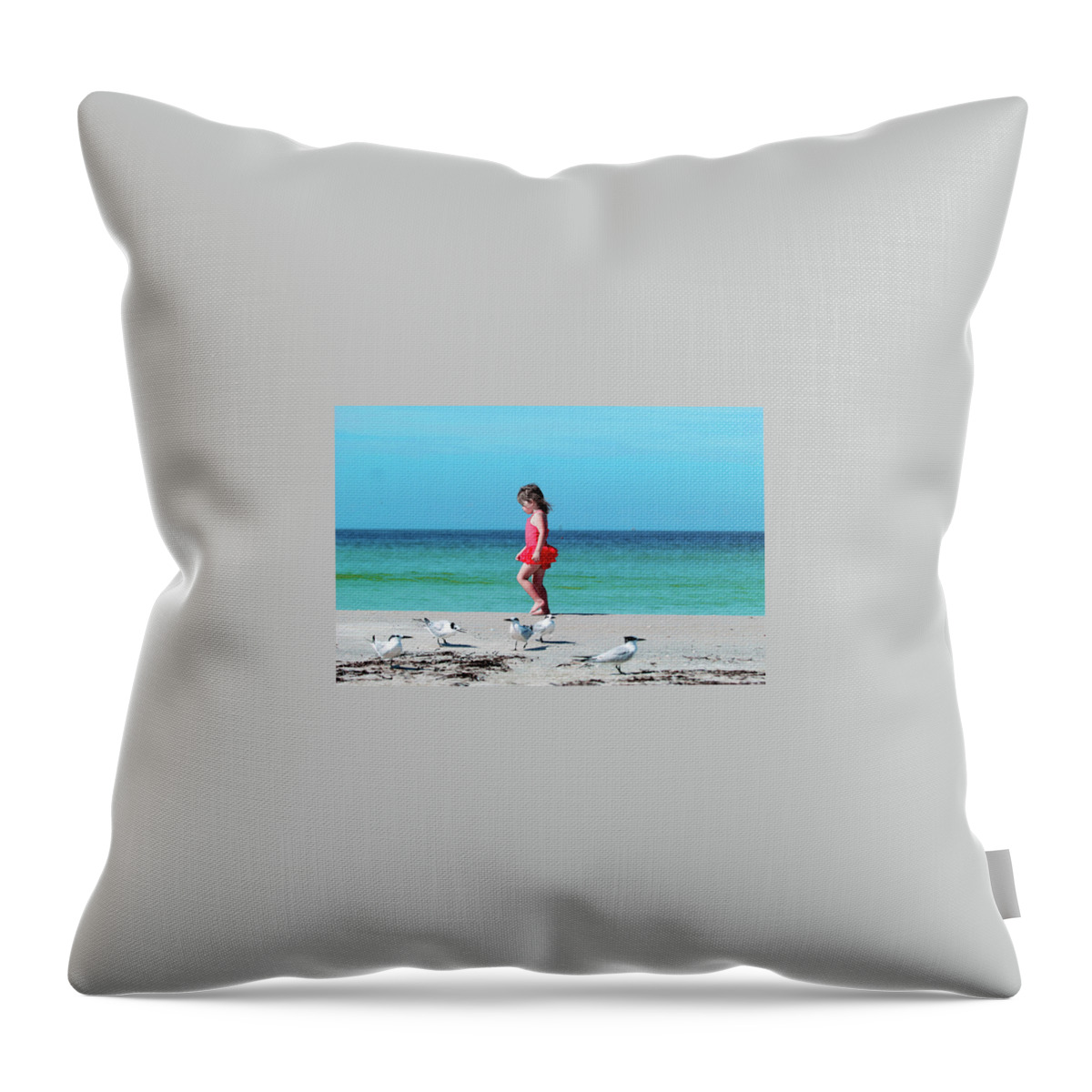 The Sandy Beaches Throw Pillow featuring the photograph Twinkle Toes by M Crowe