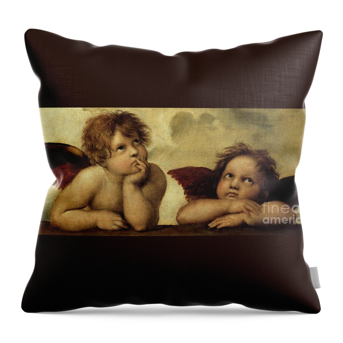 Raphael Throw Pillow featuring the painting Two cherubs by Raphael