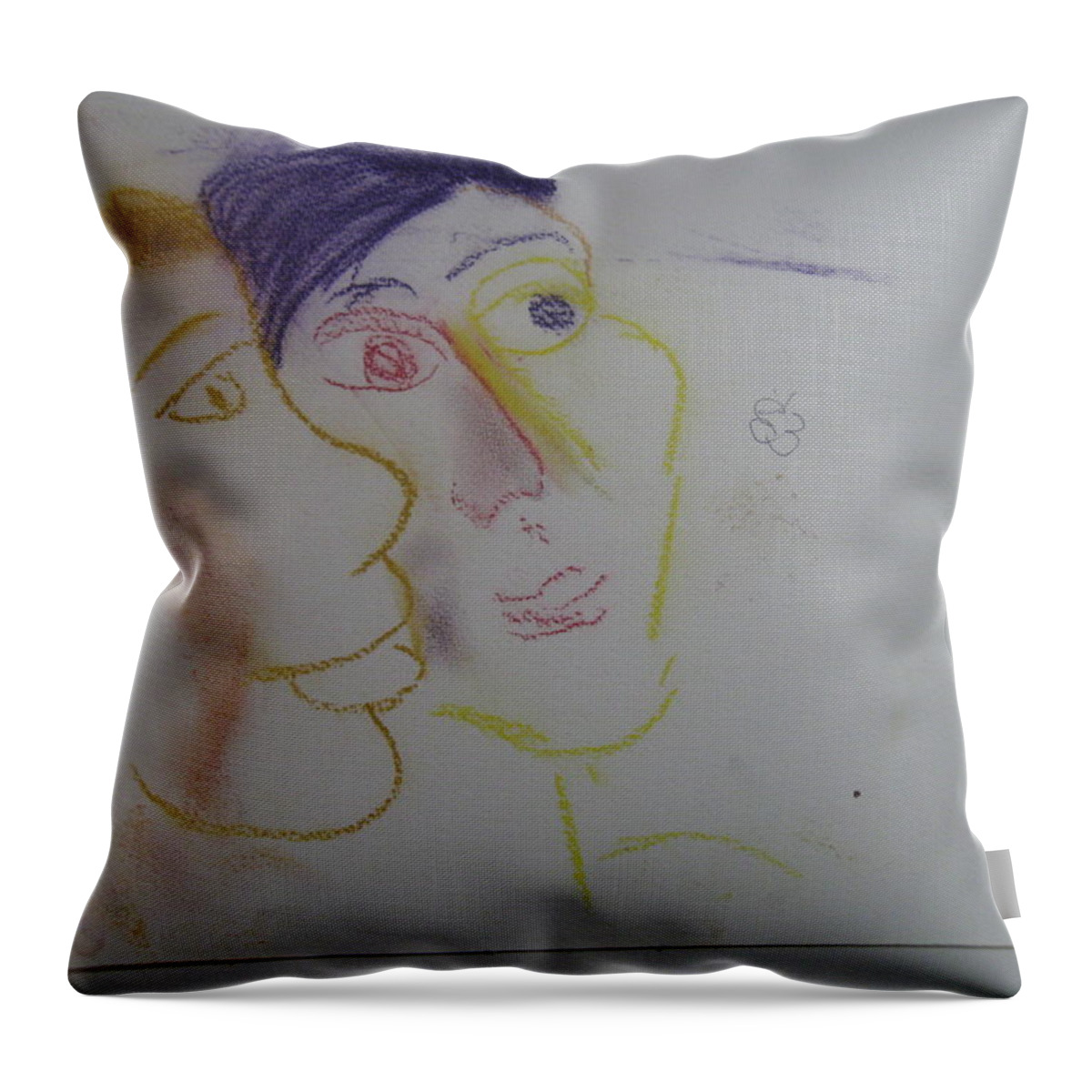  Throw Pillow featuring the drawing Two Faces by AJ Brown