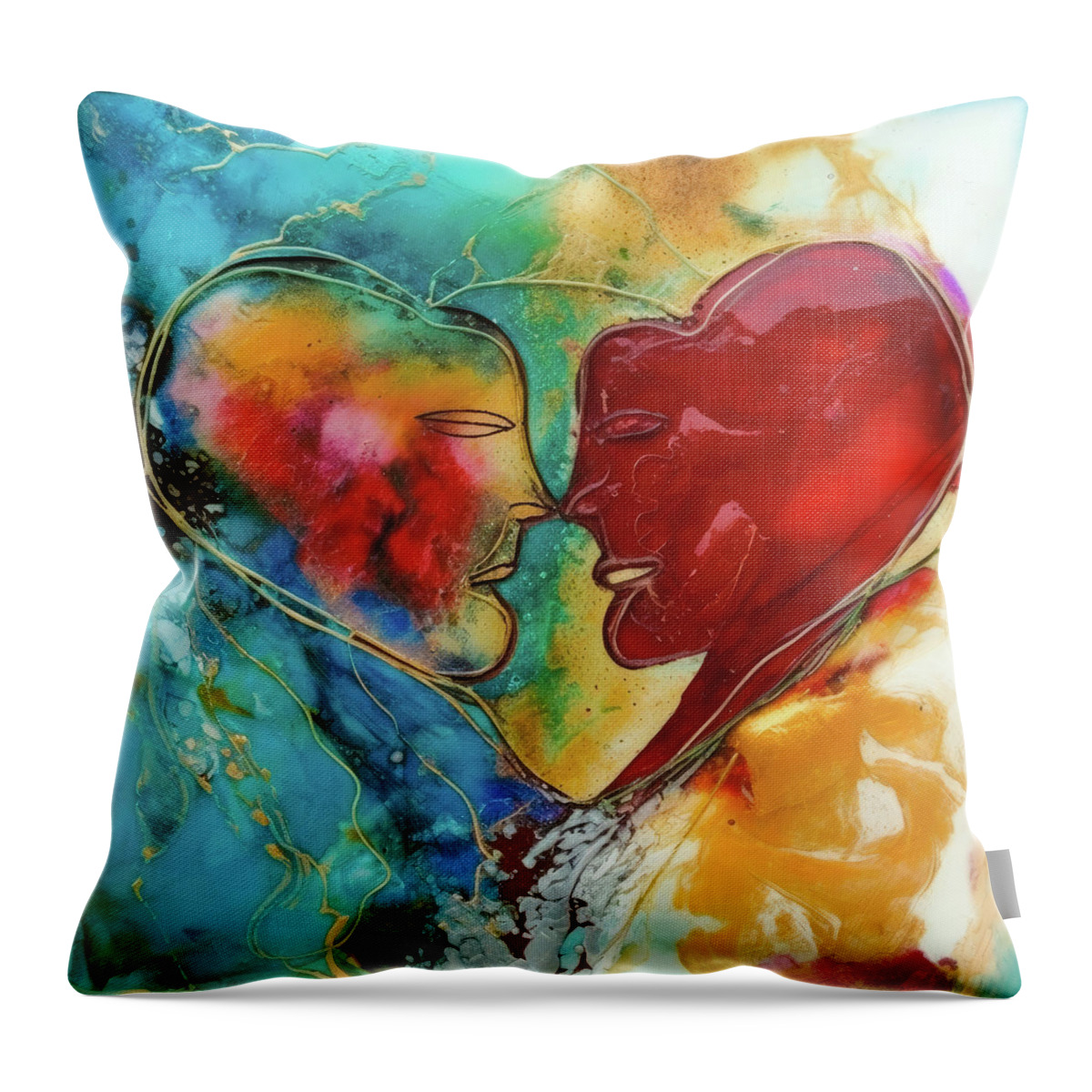 Lovers Throw Pillow featuring the digital art Two Lovers 15 Heart Shape by Matthias Hauser