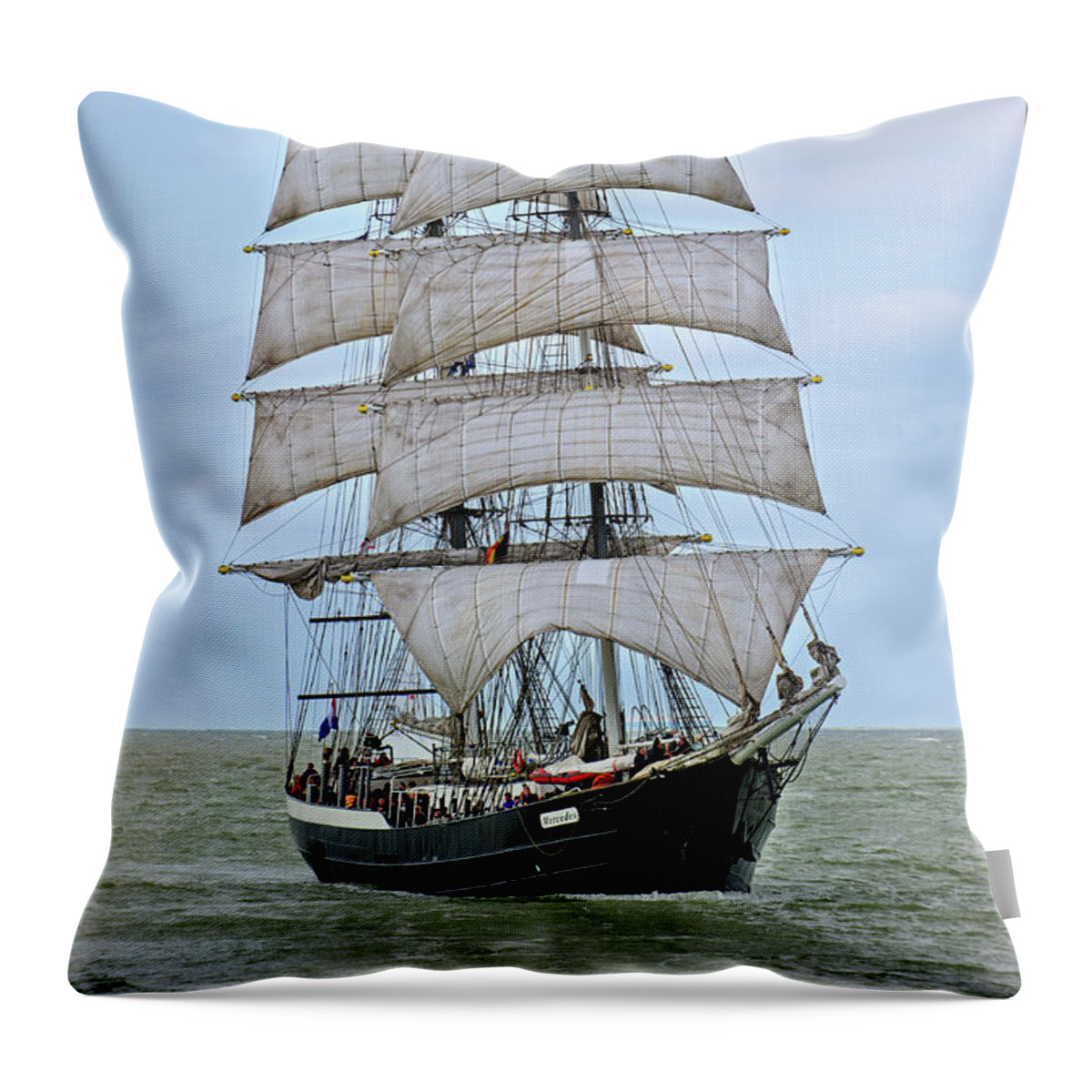 Two-master Throw Pillow featuring the photograph Two-Master Tall Ship Mercedes by Arterra Picture Library