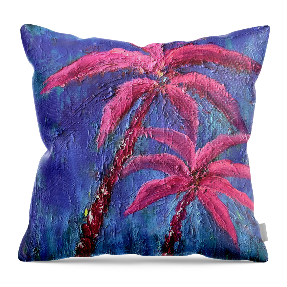 Nature Throw Pillow featuring the painting Two Palm Trees 1 by Karin Eisermann