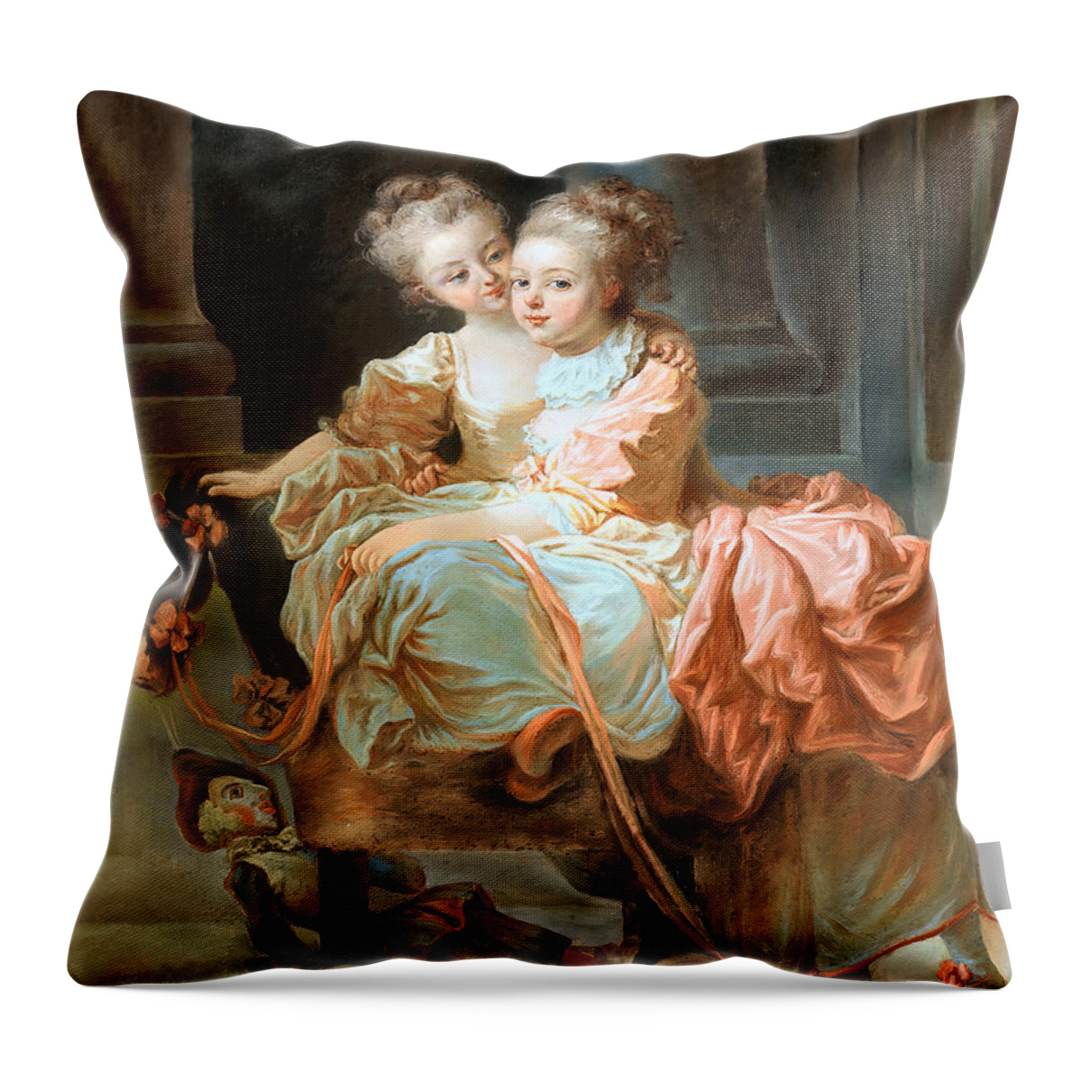 Sisters Throw Pillow featuring the painting Two Sisters by Jean-Claude Richard