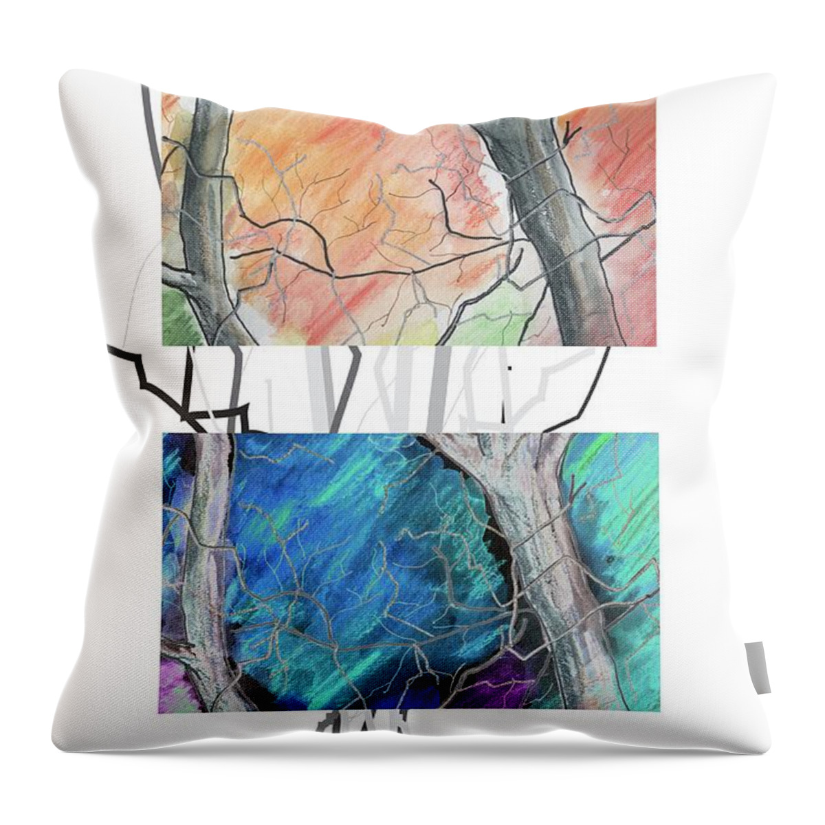 Contemporary Throw Pillow featuring the digital art Two Trees by Ted Clifton