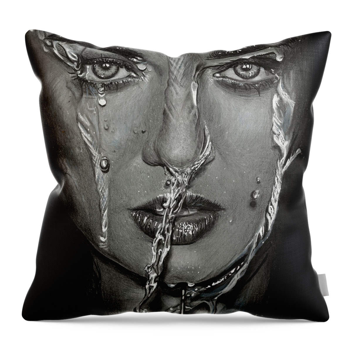 Woman Throw Pillow featuring the drawing Two Wet Too by Michael McKenzie