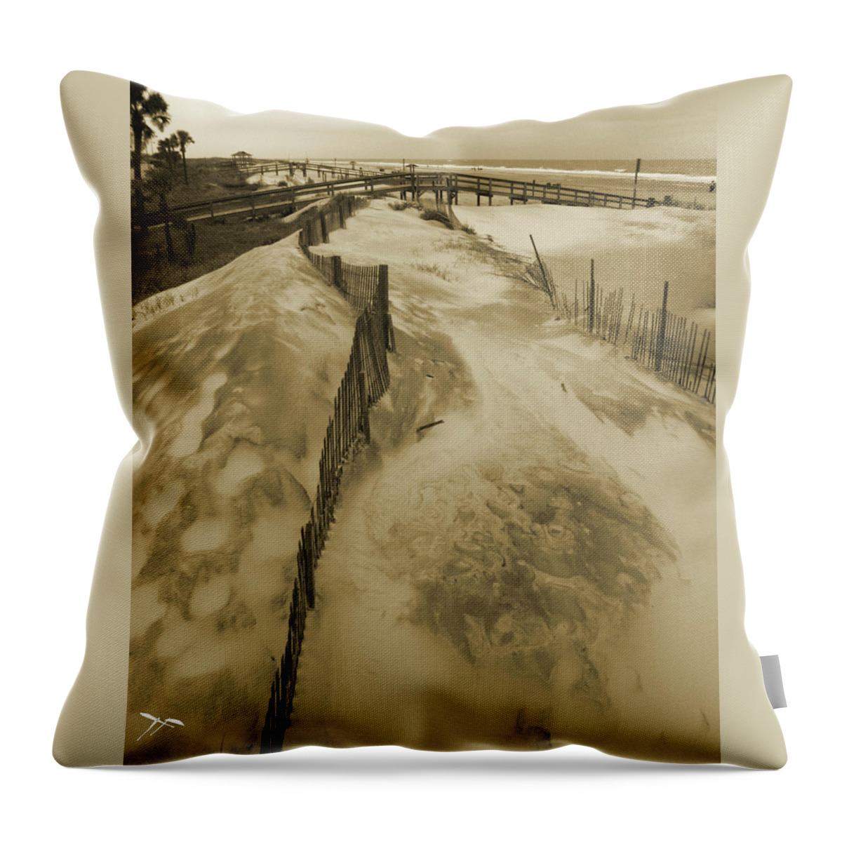 Tybee Island Throw Pillow featuring the photograph Tybee Island Beach by Theresa Fairchild