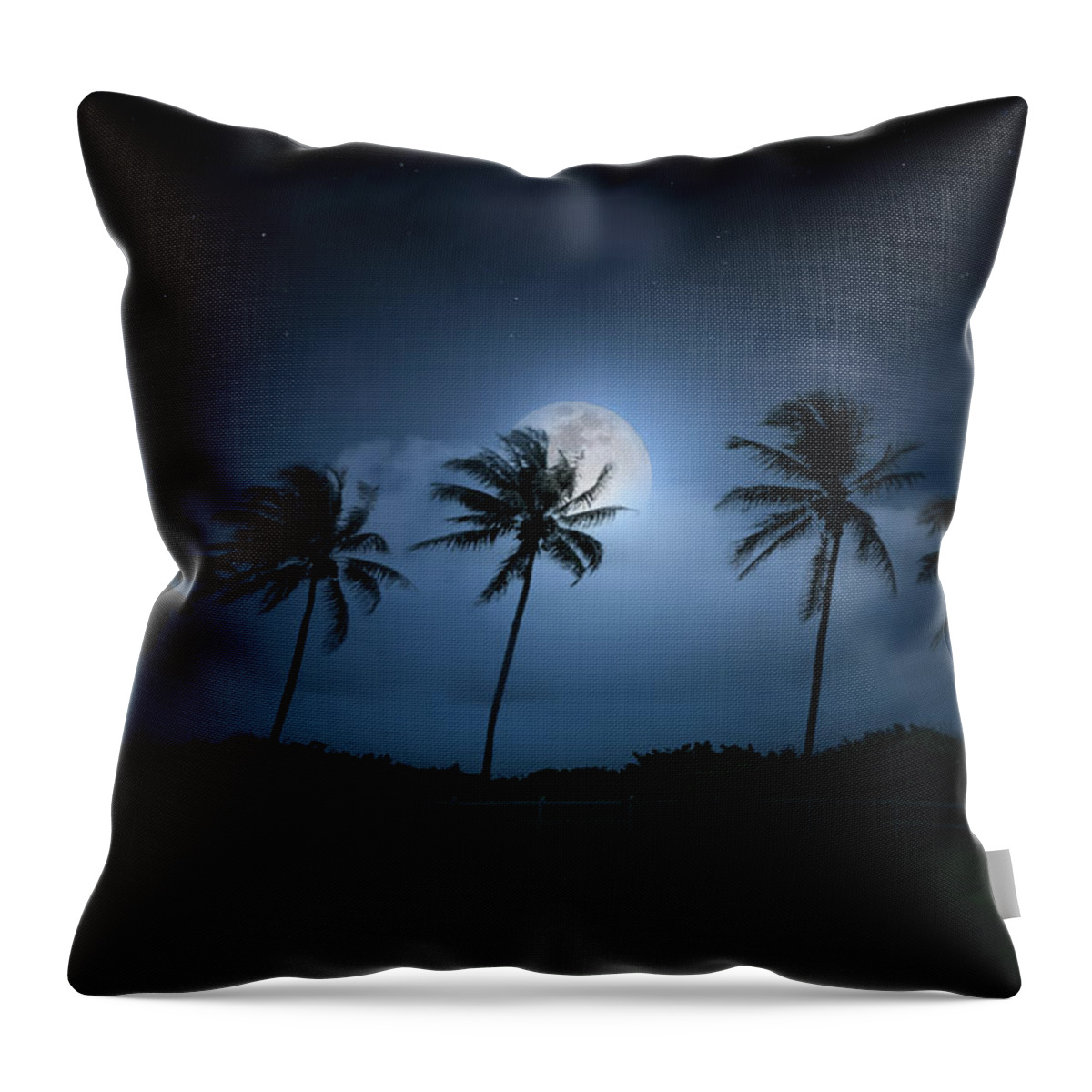 Moon Throw Pillow featuring the photograph Under a Tropical Moon by Mark Andrew Thomas