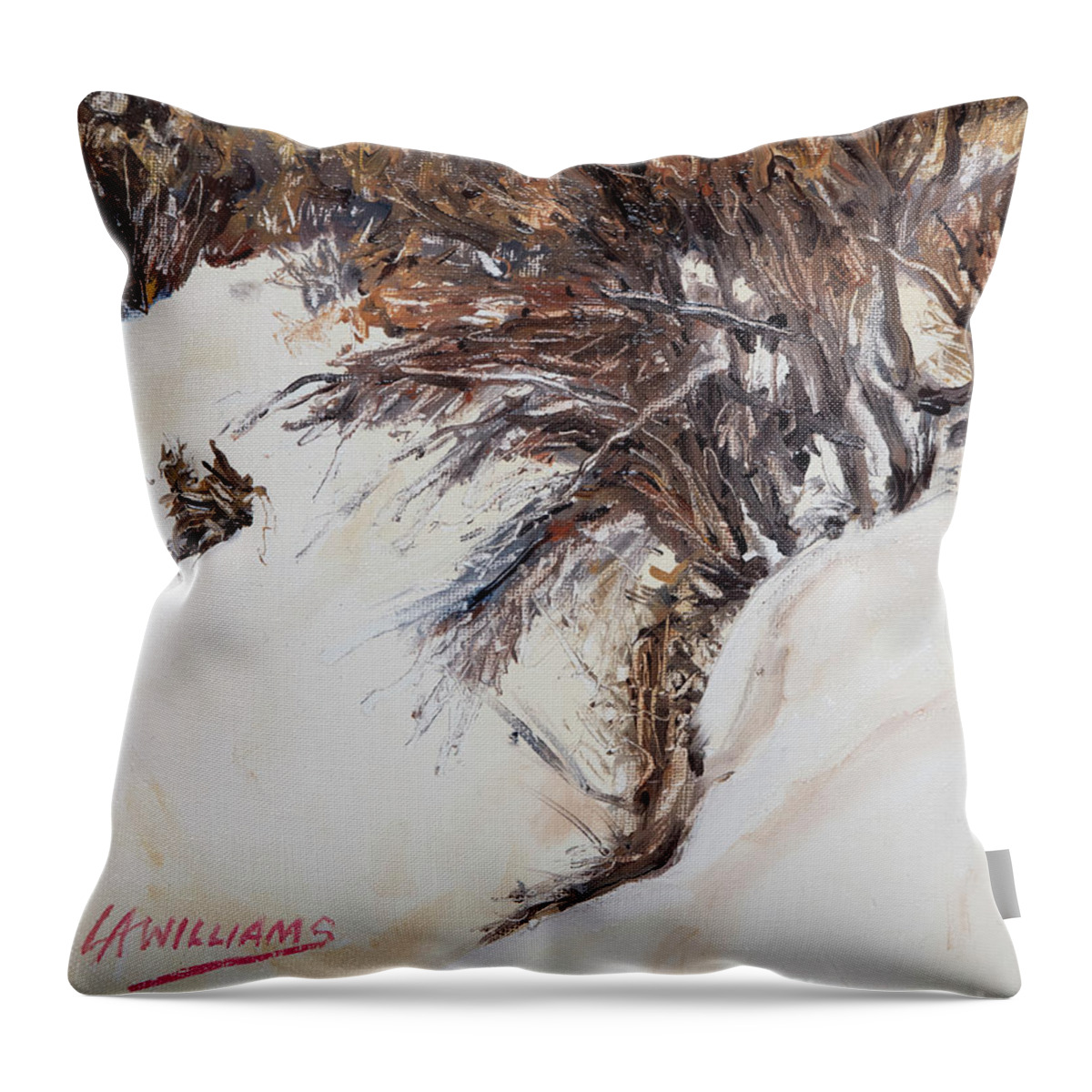 Under Cover Throw Pillow featuring the painting Under Cover - LWUNC by Lewis Williams OFS