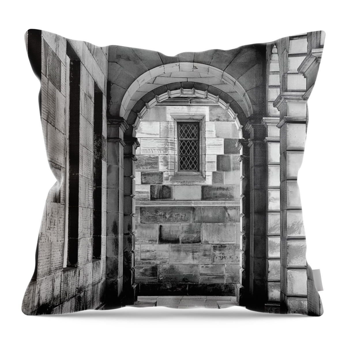 Edinburgh Throw Pillow featuring the photograph Under the Arches - Parliament Square, Edinburgh by Yvonne Johnstone