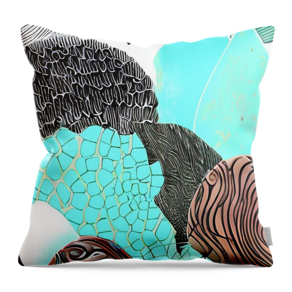 Aqua Throw Pillow featuring the digital art Undersea Garden I by Bonnie Bruno