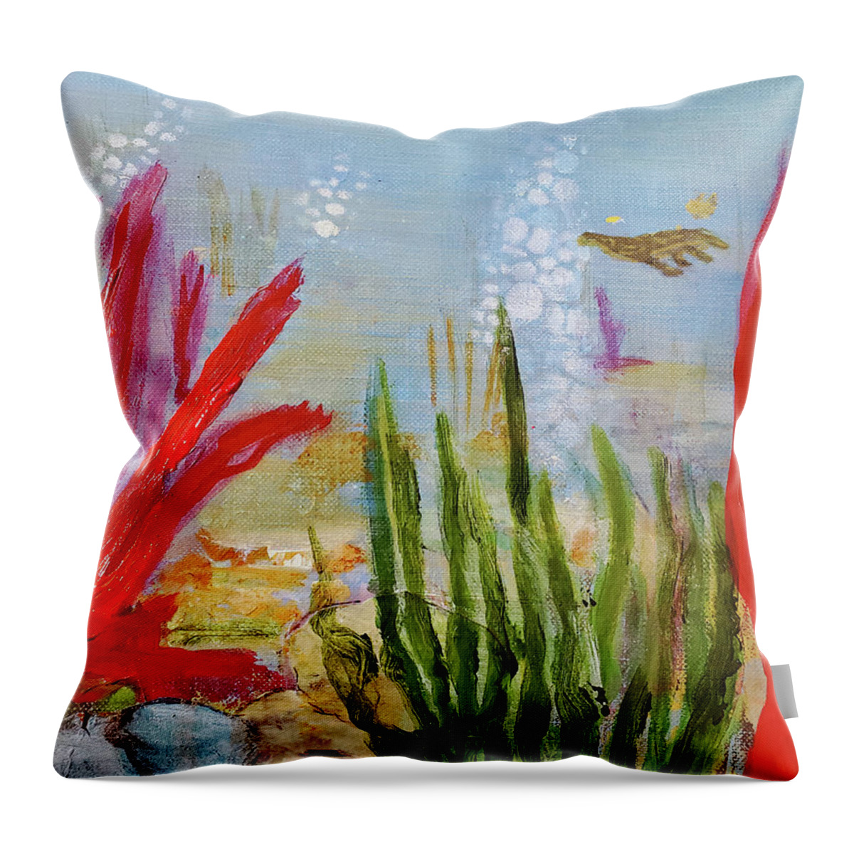 Landscape Throw Pillow featuring the painting Underwater World by Sharon Williams Eng
