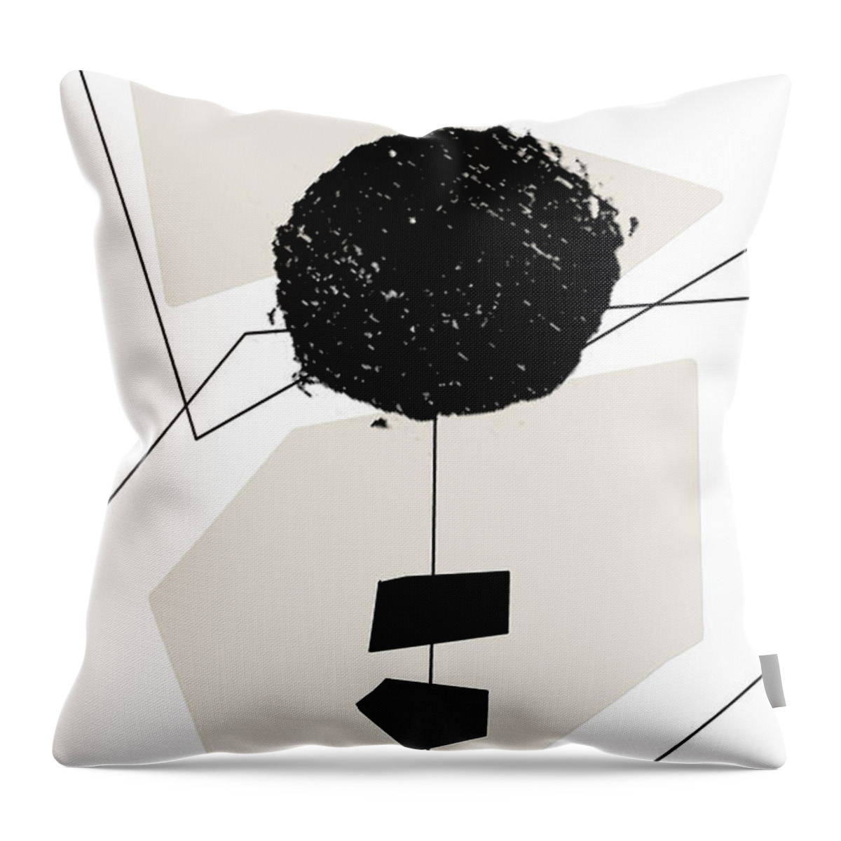 Taupe Modern Art Throw Pillow featuring the painting Uneven Elegance No. 3 - Black and Taupe Minimalist Abstract Art by Lourry Legarde