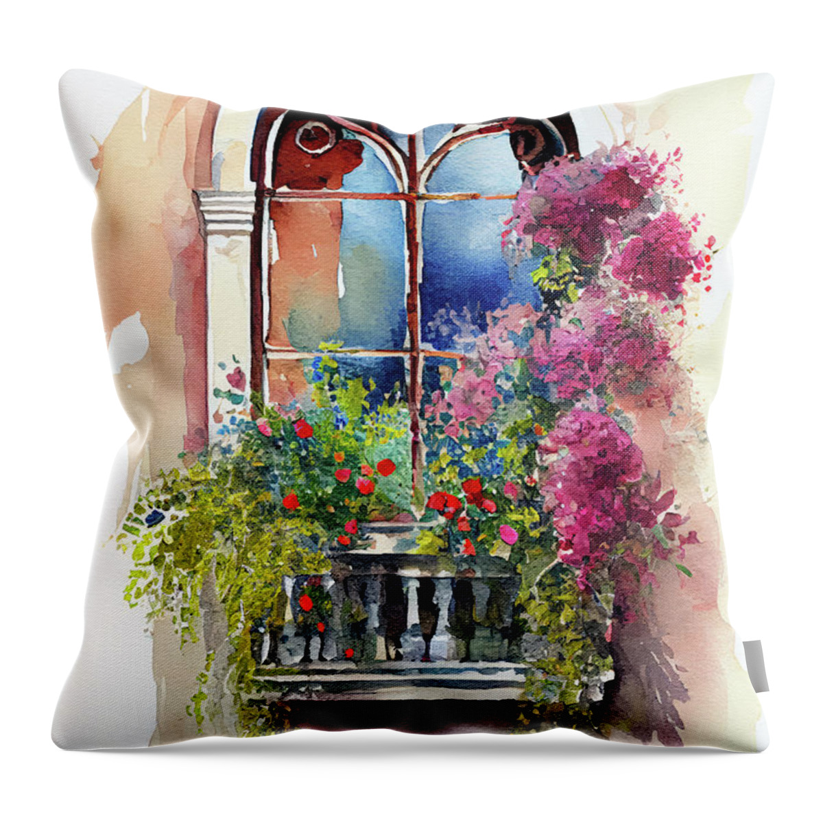 Unforgettable Venice Throw Pillow featuring the painting Unforgettable Venice by Greg Collins